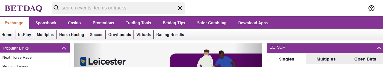 Bandeau du haut du site BETDAQ Exchange